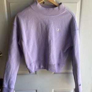 Lavender Reverse Weave Mock Neck Champion Crewneck